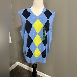 Pro tour, men’s medium golf vest pull‎ over V-neck 100% cotton new with tags